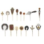 A collection of gem-set stickpins