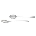 A matched pair of George III bottom struck silver gravy spoons the first maker's mark James Hewit...