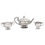 An early 20th century three-piece silver tea service by John Alexander Fetter, Glasgow, 1923 (g...