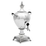 A George III silver two-handled tea urn by William Davie, Edinburgh, apparently 1762