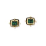 A pair of tourmaline and diamond ear studs, by Graham Stewart, Dunblane
