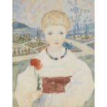 Phoebe Anna Traquair HRSA (1852-1936) Portrait miniature of Hilda Traquair, age five years 8.5 x ...