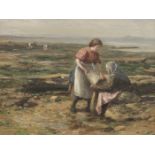 William Marshall Brown RSA RSW (British, 1863-1936) Gathering Mussels 70 x 90 cm. (27 9/16 x 35 7...