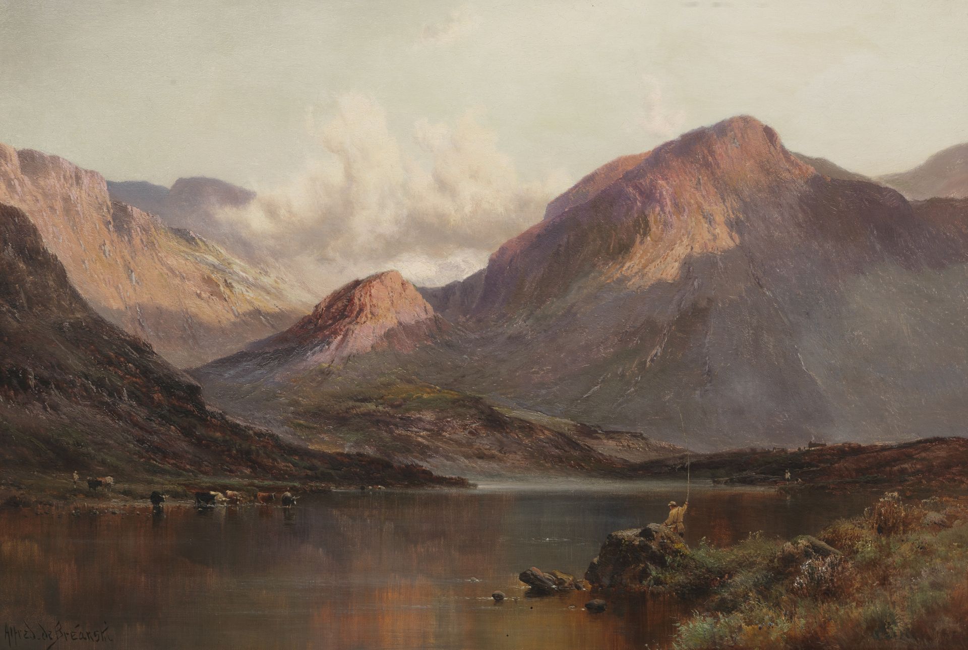 Alfred de Bréanski, RBA (British, 1852-1928) At sunset, Buttermere 61.5 x 91.5 cm. (24 3/16 x 36 ...