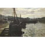 Colin Hunter, ARA RI RSW RE (British, 1841-1904) Harbour scene, possibly Coldingham 66 x 100 cm. ...