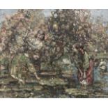 Edward Atkinson Hornel (British, 1864-1933) Gathering Water Lilies 62 x 75 cm. (24 7/16 x 29 1/2 ...