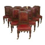 Of Taymouth Castle Intrest: A set of fourteen William IV carved oak dining chairsen suite with th...