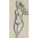 John Duncan Fergusson RBA (British, 1874-1961) Three-quarter length nude 20 x 11 cm. (7 7/8 x 4 5...