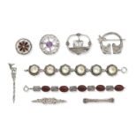 A collection of Scottish silver jewellery