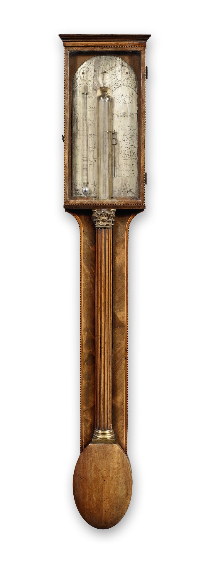 A fine and rare late 18th century mahogany stick barometer with one-inch diameter glass tube John...