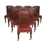 Of Taymouth Castle Interest: A set of fourteen William IV carved oak dining chairs