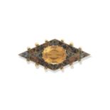 A Scottish granite and citrine brooch, Edwardian