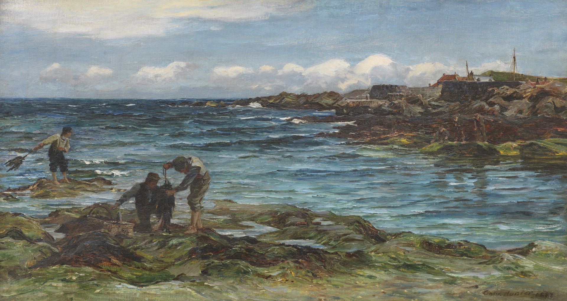 Colin Hunter, ARA RI RSW RE (British, 1841-1904) Crab fishers 51.5 x 92.5 cm. (20 1/4 x 36 7/16 in.)