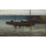 Colin Hunter, ARA RI RSW RE (British, 1841-1904) Carradale Pier 44.5 x 75.5 cm. (44.5 x 75.5 cm)