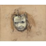 Joan Eardley RSA (British, 1921-1963) Grinning Girl 19.5 x 24.5 cm. (7 11/16 x 9 5/8 in).