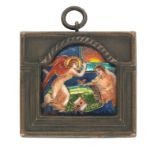 Phoebe Anna Traquair HRSA (1852-1936) 'Morning' enamel 4.5 x 4.7 cm. (1 3/4 x 1 7/8 in.), frame ...