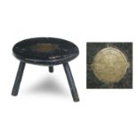 Of Jacobite interest: 'The Prince Charles Edward Stuart Stool': A green painted wooden creepy thr...