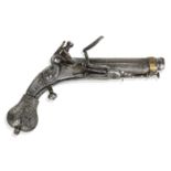 A rare small Scottish all-metal heart-butt flintlock belt pistol early 18th Century