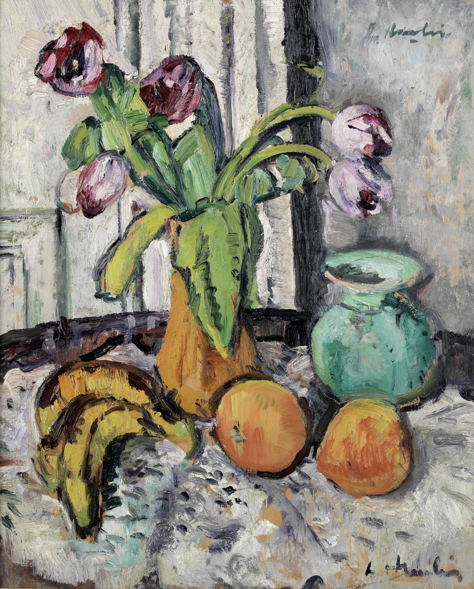 George Leslie Hunter (1877-1931) Purple Tulips 51 x 40.5 cm. (20 x 16 in.)
