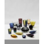 KAJ FRANCK Group of twelve vases and four dishes, model nos. KF 113, 208, 210 (Willowleaf), 212, ...