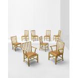 Attributed to Edward Barnsley Set of six dining chairs and two armchairs, designed for the coron...