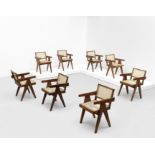 Pierre Jeanneret Set of eight 'Office' armchairs, model no. PJ-SI-28-D, designed for the administ...