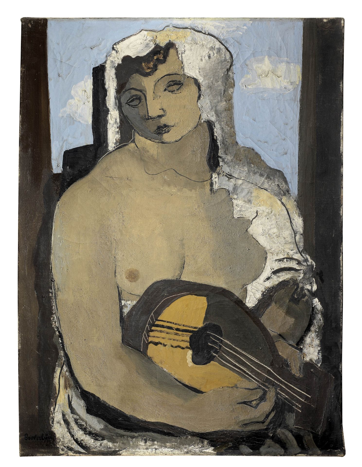 JEAN SOUVERBIE (1891-1981) Jeune femme à la mandoline (Painted circa 1927)