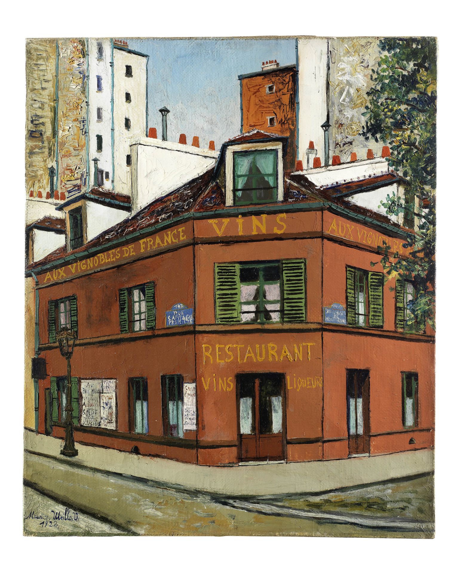 MAURICE UTRILLO (1883-1955) Le restaurant 'Aux Vignobles de France' Painted in 1922