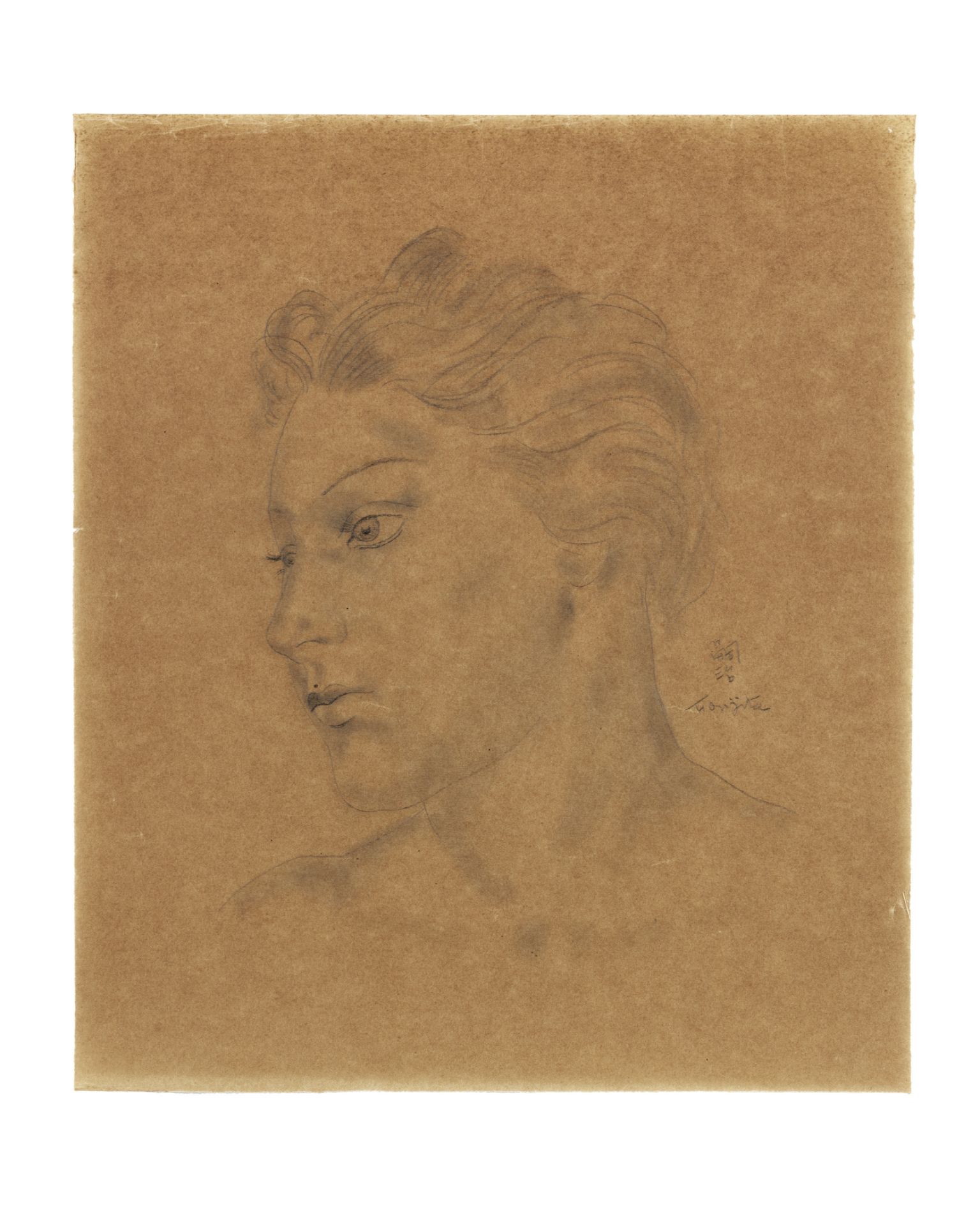 LÉONARD TSUGUHARU FOUJITA (1886-1968) Portrait de jeune femme (Executed in 1928)