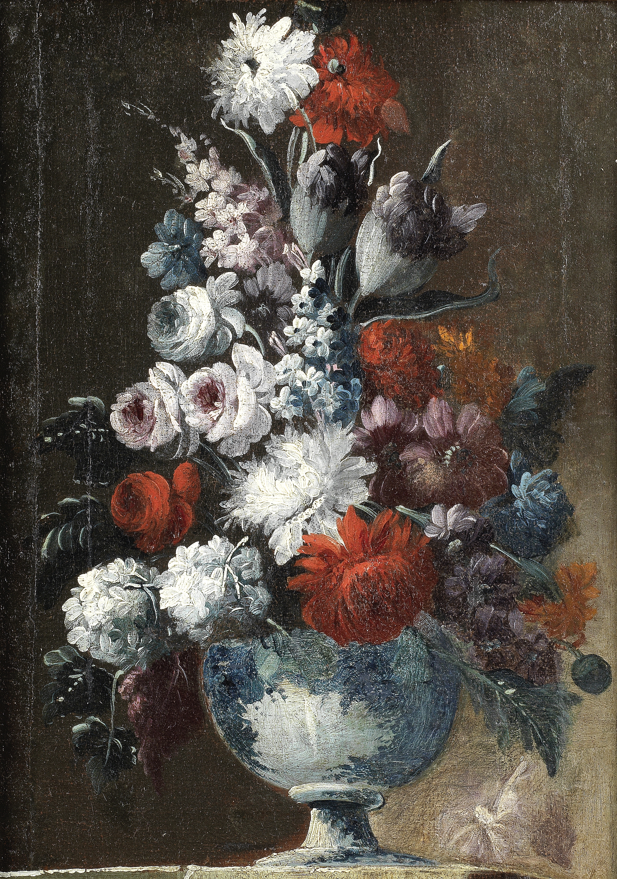 Giuseppe Lavagna (Naples circa 1684-circa 1724) Roses, poppies and other flowers in a porcelain v...