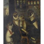 English School, 18th Century A cat attending a monkey dentist