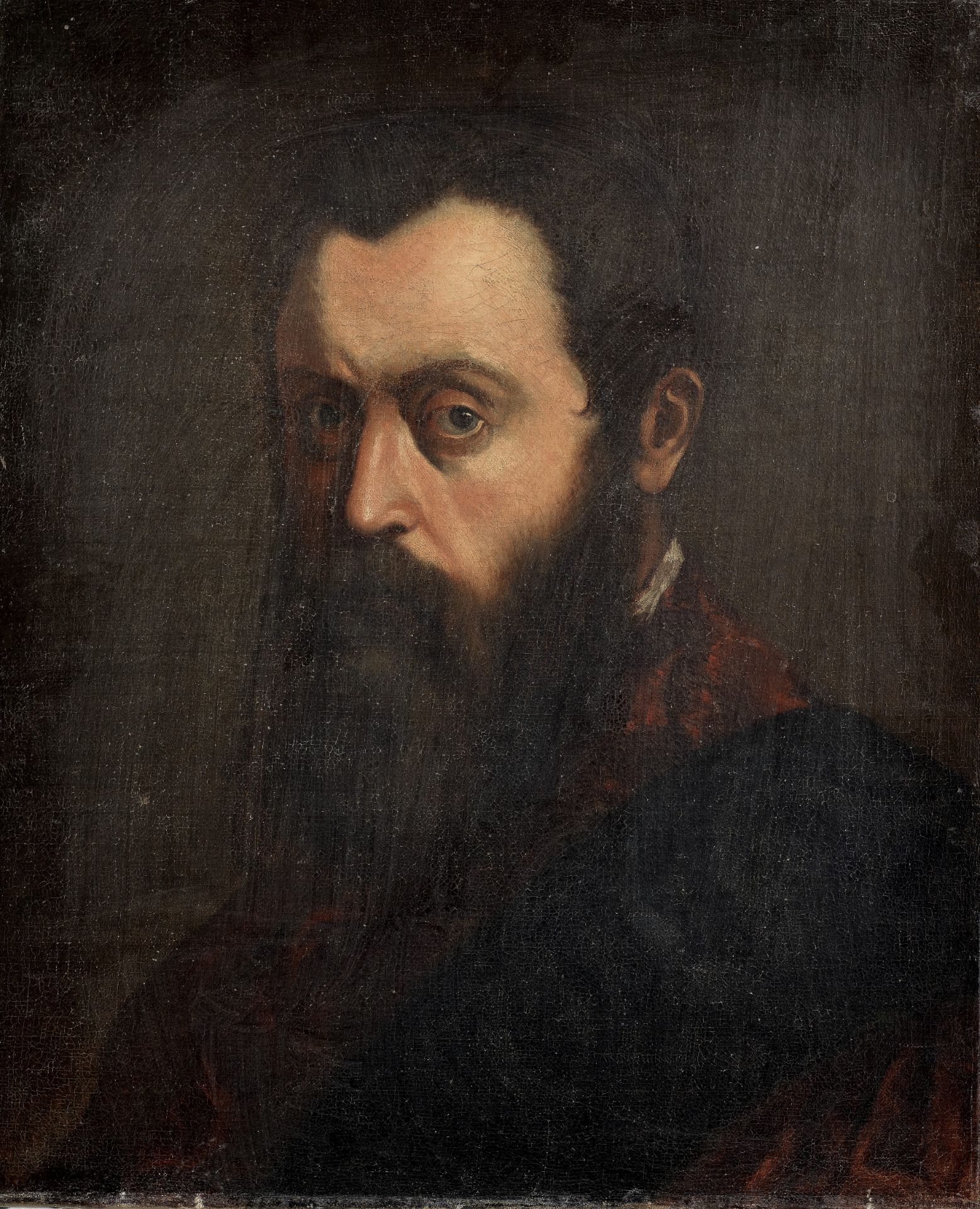 Venetian School, late 16th Century Portrait of a bearded gentleman, bust-length, in senator's rob...