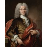 Circle of Louis Tocqué (Paris 1696-1772) Portrait of a gentleman, three-quarter-length, in an emb...