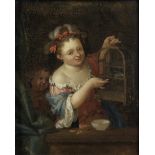 Follower of Godfried Schalcken (Dordrecht 1643-1706 The Hague) A girl holding a birdcage