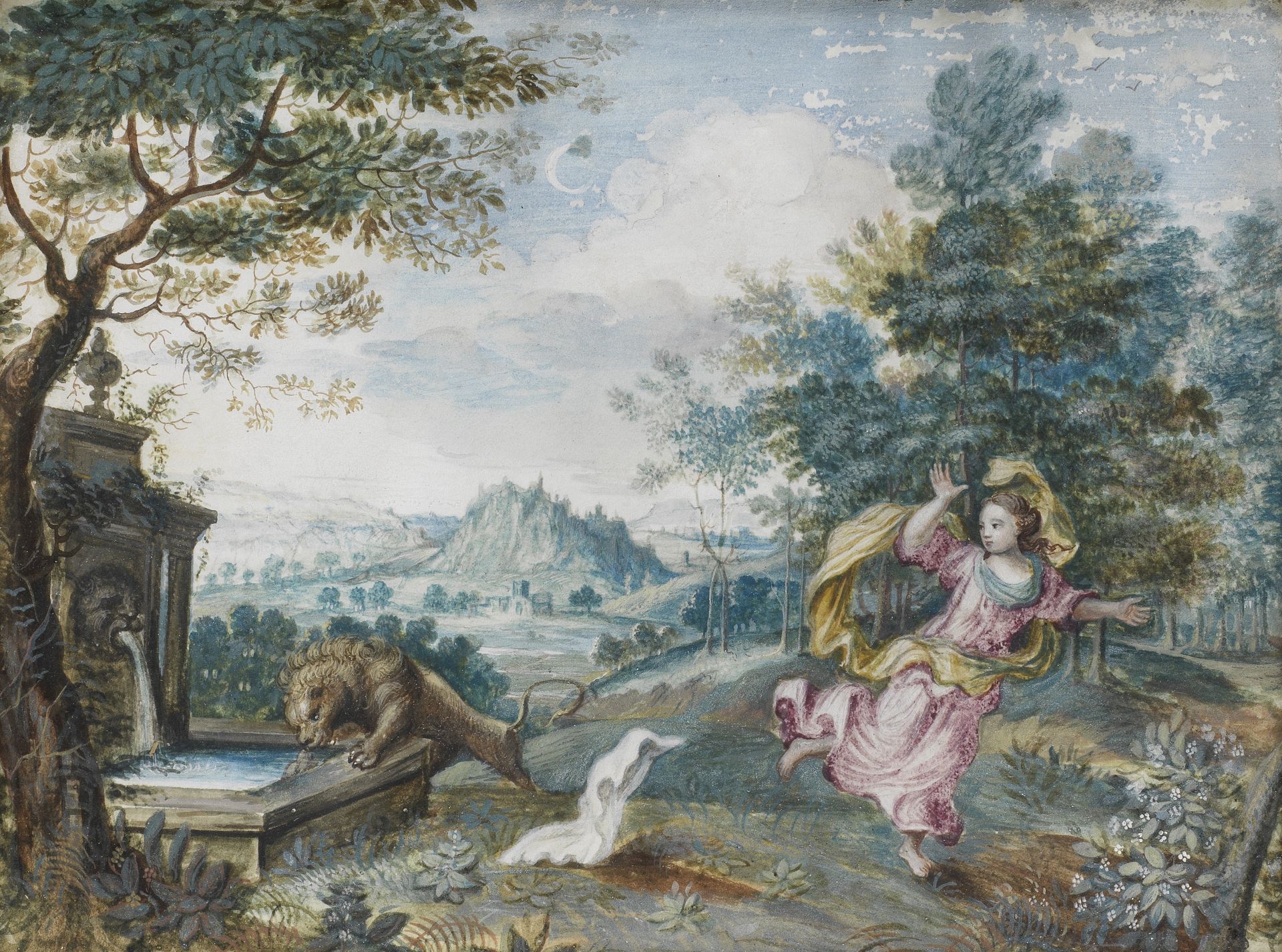 Flemish School, circa 1700 Hercules, Nessus and Deianeira; and a girl terrorised by The Nemean Li...
