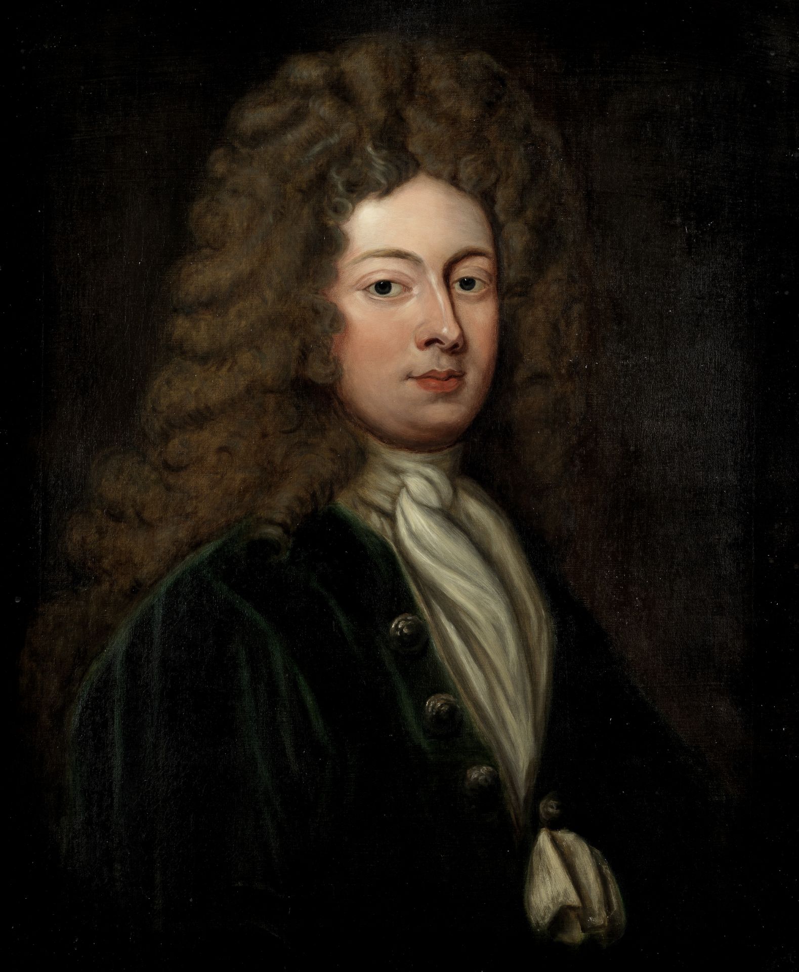 After Sir Godfrey Kneller, 19th Century Portrait of William Congreve, half-length, in a blue coat
