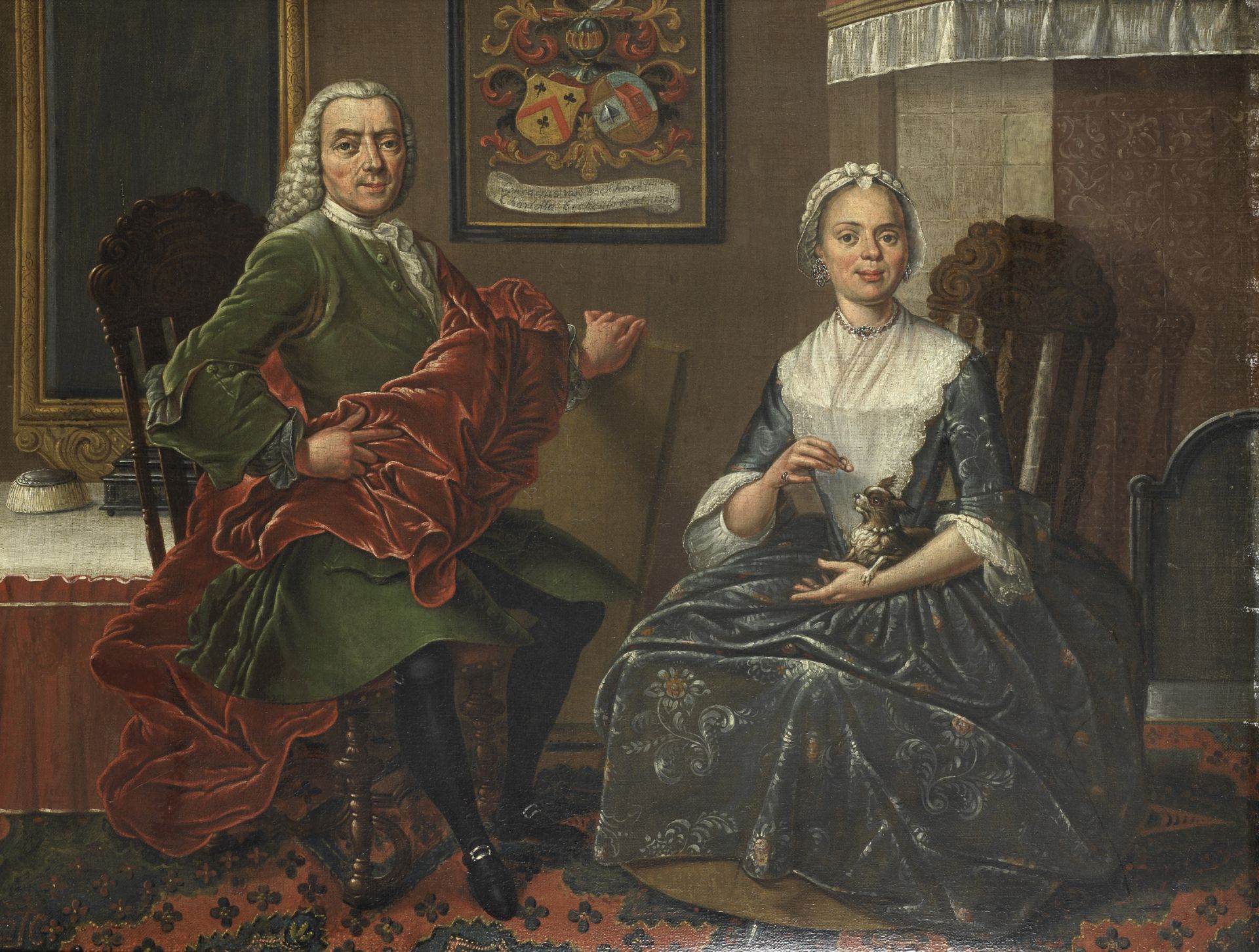 Circle of Cornelis Troost (Amsterdam 1697-1750) Portrait of a couple, possibly Conradus van Bockh...