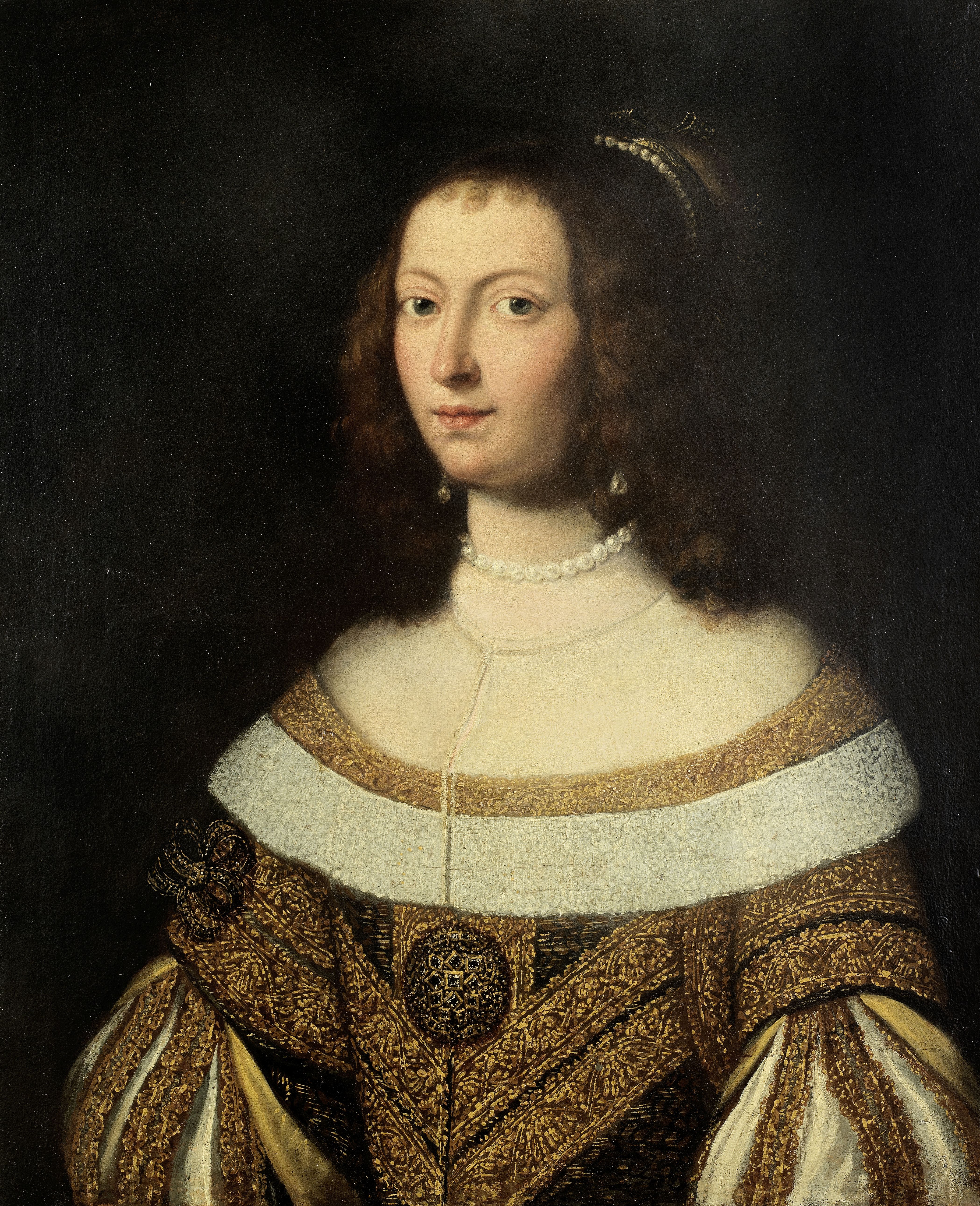 Circle of Justus Sustermans (Antwerp 1597-1681 Florence) Portrait of a lady, bust-length, in gold...