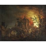 Johann Georg Trautmann (Zweibrücken 1713-1769 Frankfurt-am-Main) Figures fleeing a burning village