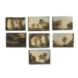 German School, 18th Century Seven small landscapes from a cabinet (7) all unframed