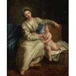Follower of Charles-Antoine Coypel (Paris 1694-1752) The Madonna and child seated on a draped woo...
