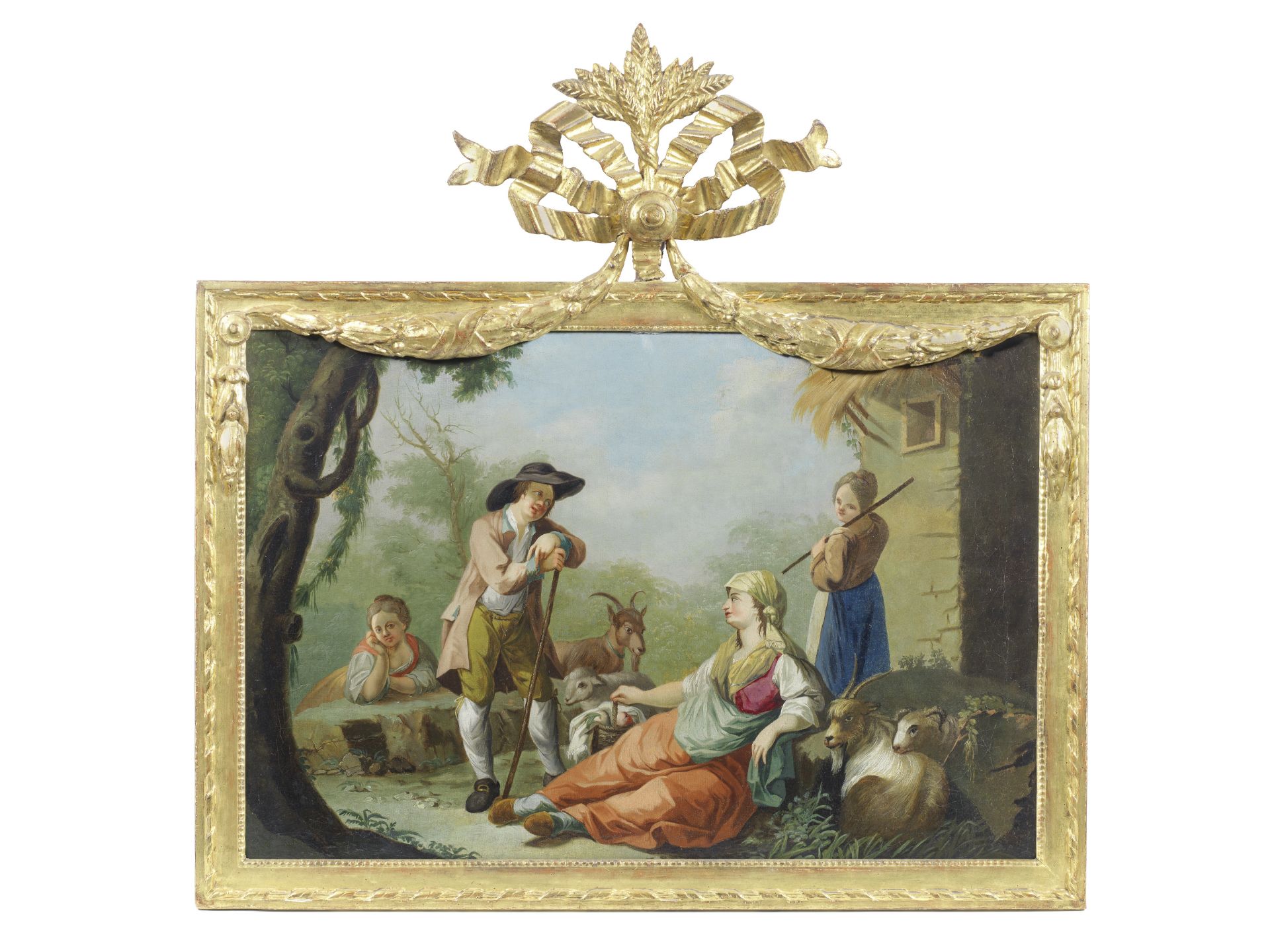 Circle of Francesco Londonio (Milan 1723-1783) Goatherds by a cottage; and Shepherds by a stone b...