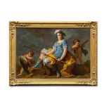 French School, mid 18th Century Minerva seated between two putti