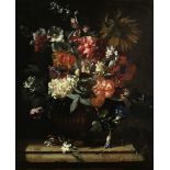 Follower of Nicolas Baudesson (Troyes circa 1611-1680 Paris) Peonies, carnations, a sunflower, a ...