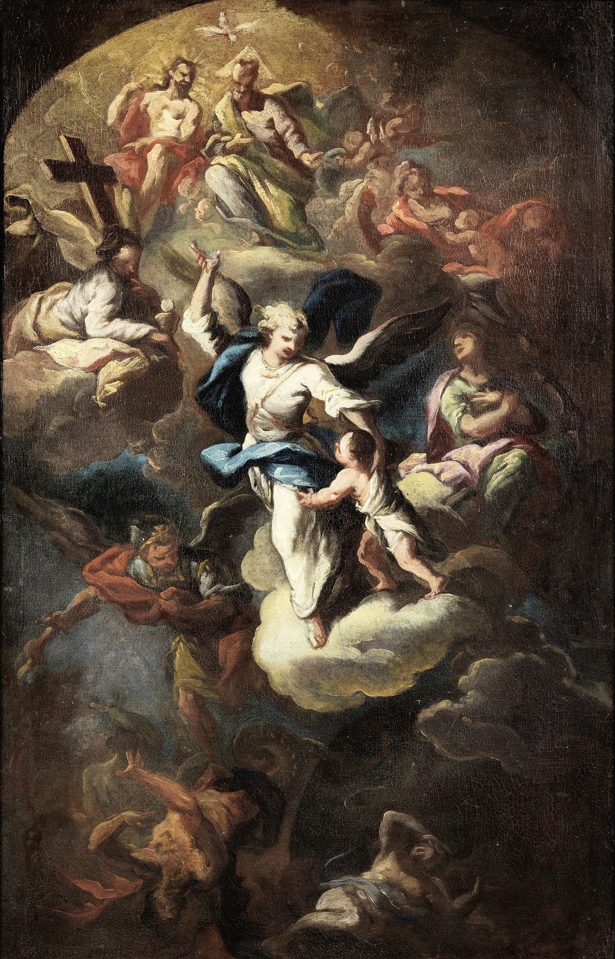 Domenico Mondo (Capodrise 1723-1806 Naples) Ceiling bozzetto showing the Holy Trinity, the Guardi...