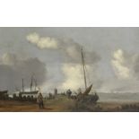 Dutch School, 17th Century A harbour scene with two elegant figures