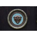 A cold cast bronze 'Jaguar C-Type' garage display emblem,