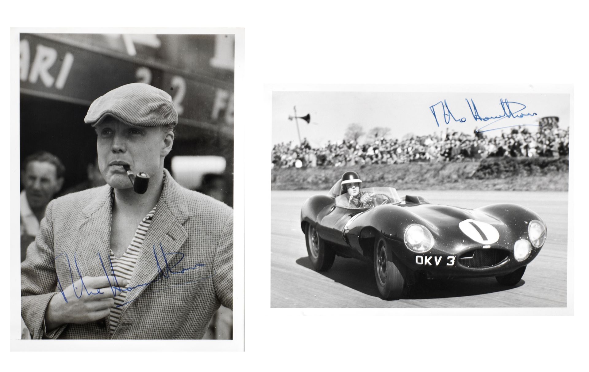 Two signed photographs of Mike Hawthorn, ((2))