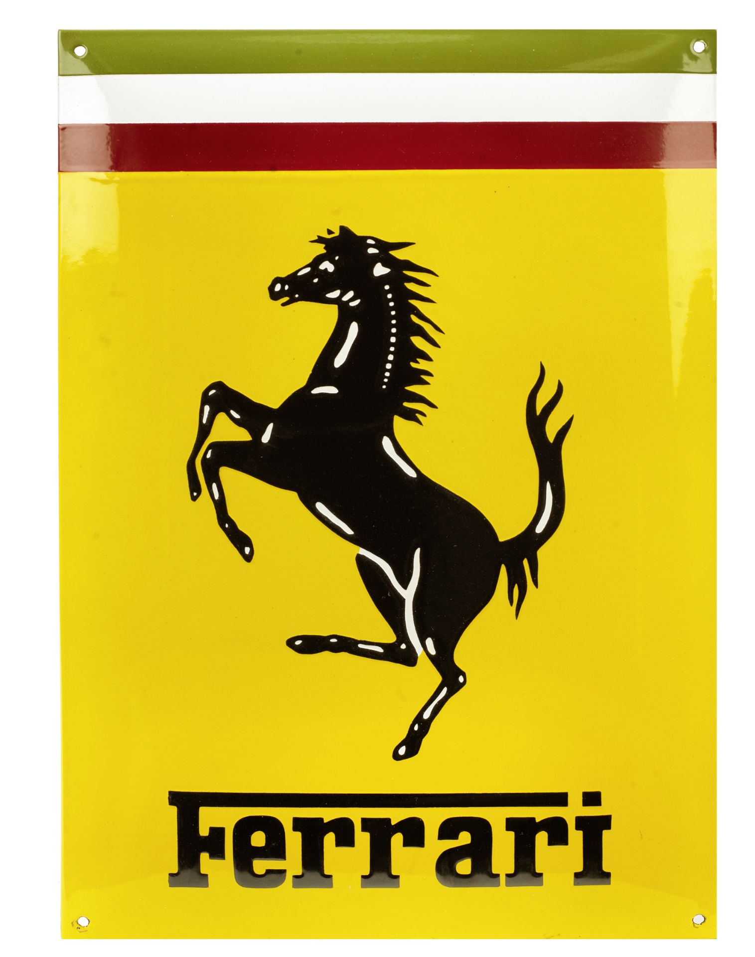 A 'Ferrari' enamel sign,