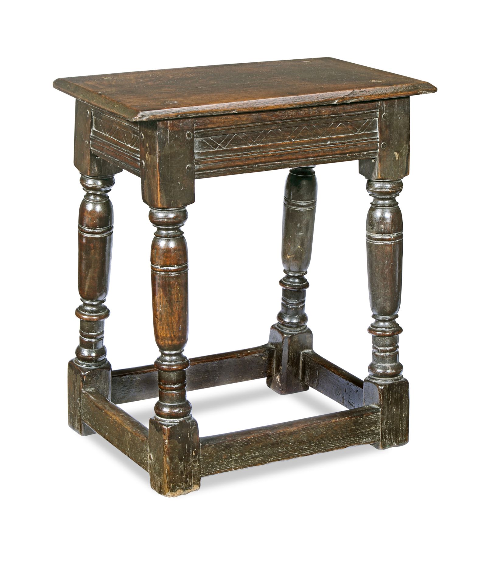 A Charles I oak joint stool, circa 1640